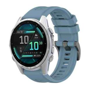 For Garmin Fenix 8 AMOLED 43mm Pure Color Steel Buckle 20mm Silicone Watch Band(Rock Cyan)