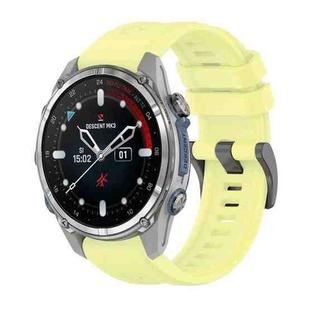 For Garmin Descent Mk3 43mm Pure Color Steel Buckle 20mm Silicone Watch Band(Yellow)