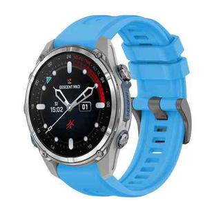 For Garmin Descent Mk3 43mm Pure Color Steel Buckle 20mm Silicone Watch Band(Sky Blue)