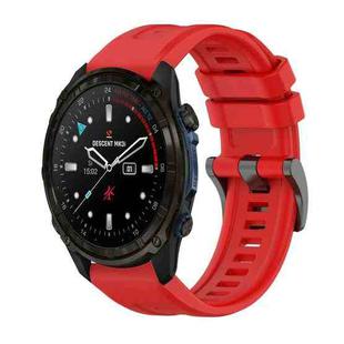 For Garmin Descent Mk3i 43mm Pure Color Steel Buckle 20mm Silicone Watch Band(Red)