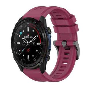 For Garmin Descent Mk3i 43mm Pure Color Steel Buckle 20mm Silicone Watch Band(Wine Red)