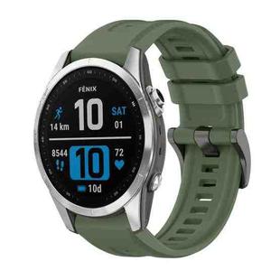 For Garmin Fenix 7S Pro 42mm Pure Color Steel Buckle 20mm Silicone Watch Band(Dark Green)