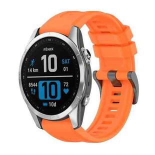 For Garmin Fenix 7S Pro 42mm Pure Color Steel Buckle 20mm Silicone Watch Band(Orange)