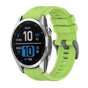 For Garmin Fenix 7S Pro 42mm Pure Color Steel Buckle 20mm Silicone Watch Band(Lime)