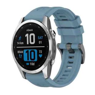 For Garmin Fenix 7S Pro 42mm Pure Color Steel Buckle 20mm Silicone Watch Band(Rock Cyan)