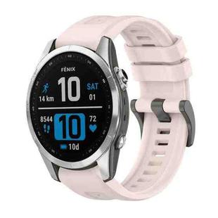 For Garmin Fenix 7S Pro 42mm Pure Color Steel Buckle 20mm Silicone Watch Band(Pink)