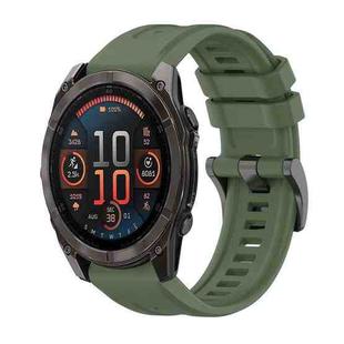 For Garmin Fenix 8 AMOLED 51mm Pure Color Steel Buckle 26mm Silicone Watch Band(Dark Green)