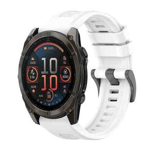 For Garmin Fenix 8 AMOLED 51mm Pure Color Steel Buckle 26mm Silicone Watch Band(White)