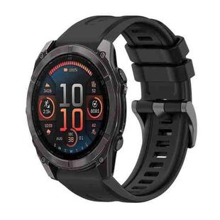 For Garmin Fenix 8 AMOLED 51mm Pure Color Steel Buckle 26mm Silicone Watch Band(Black)