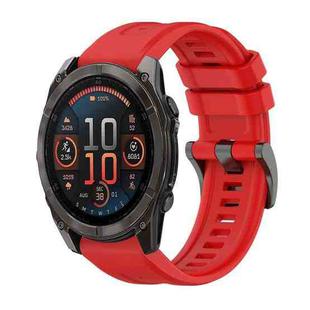 For Garmin Fenix 8 AMOLED 51mm Pure Color Steel Buckle 26mm Silicone Watch Band(Red)