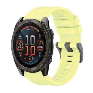 For Garmin Fenix 8 AMOLED 51mm Pure Color Steel Buckle 26mm Silicone Watch Band(Yellow)