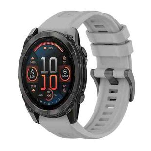 For Garmin Fenix 8 AMOLED 51mm Pure Color Steel Buckle 26mm Silicone Watch Band(Grey)