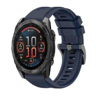 For Garmin Fenix 8 AMOLED 51mm Pure Color Steel Buckle 26mm Silicone Watch Band(Midnight Blue)