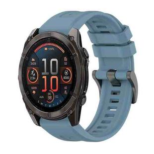 For Garmin Fenix 8 AMOLED 51mm Pure Color Steel Buckle 26mm Silicone Watch Band(Rock Cyan)