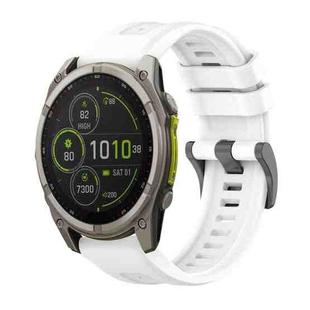 For Garmin Fenix 8 MIP 51mm Pure Color Steel Buckle 26mm Silicone Watch Band(White)