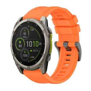 For Garmin Fenix 8 MIP 51mm Pure Color Steel Buckle 26mm Silicone Watch Band(Orange)