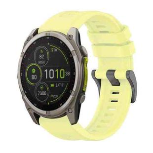 For Garmin Fenix 8 MIP 51mm Pure Color Steel Buckle 26mm Silicone Watch Band(Yellow)