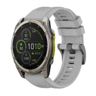 For Garmin Fenix 8 MIP 51mm Pure Color Steel Buckle 26mm Silicone Watch Band(Grey)