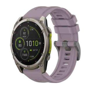 For Garmin Fenix 8 MIP 51mm Pure Color Steel Buckle 26mm Silicone Watch Band(Roland Purple)