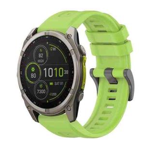 For Garmin Fenix 8 MIP 51mm Pure Color Steel Buckle 26mm Silicone Watch Band(Lime)