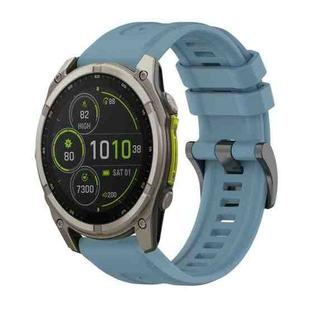 For Garmin Fenix 8 MIP 51mm Pure Color Steel Buckle 26mm Silicone Watch Band(Rock Cyan)