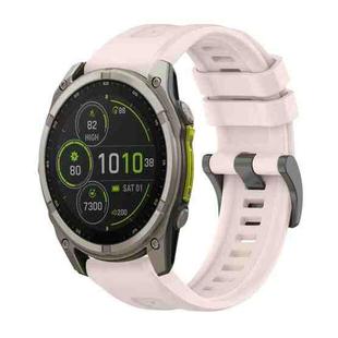 For Garmin Fenix 8 MIP 51mm Pure Color Steel Buckle 26mm Silicone Watch Band(Pink)