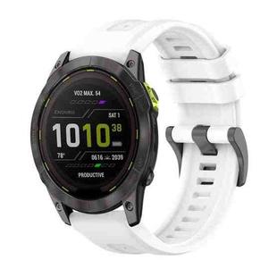 For Garmin Enduro 3 Pure Color Steel Buckle 26mm Silicone Watch Band(White)