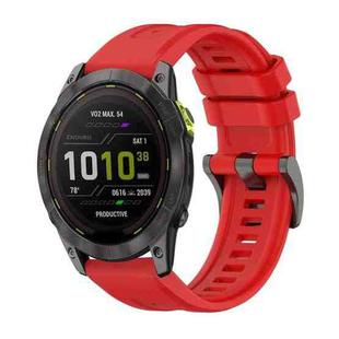 For Garmin Enduro 3 Pure Color Steel Buckle 26mm Silicone Watch Band(Red)