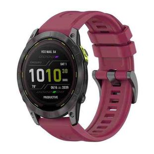 For Garmin Enduro 3 Pure Color Steel Buckle 26mm Silicone Watch Band(Wine Red)