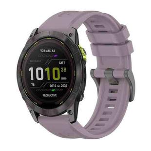 For Garmin Enduro 3 Pure Color Steel Buckle 26mm Silicone Watch Band(Roland Purple)