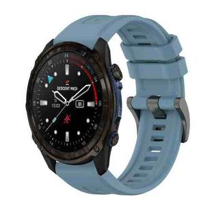 For Garmin Descent Mk3i  51mm Pure Color Steel Buckle 26mm Silicone Watch Band(Rock Cyan)