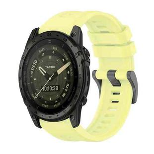 For Garmin Tactix 7 AMOLED Pure Color Steel Buckle 26mm Silicone Watch Band(Yellow)