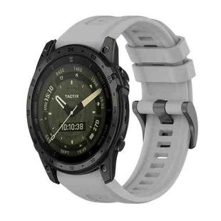 For Garmin Tactix 7 AMOLED Pure Color Steel Buckle 26mm Silicone Watch Band(Grey)