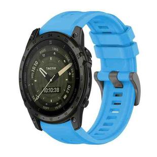 For Garmin Tactix 7 AMOLED Pure Color Steel Buckle 26mm Silicone Watch Band(Sky Blue)