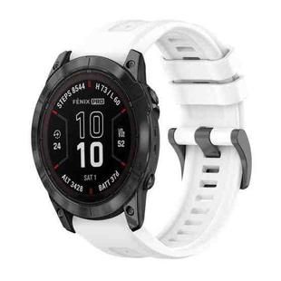 For Garmin Fenix 7X Pro 51mm Pure Color Steel Buckle 26mm Silicone Watch Band(White)