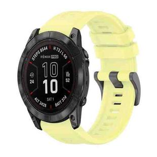 For Garmin Fenix 7X Pro 51mm Pure Color Steel Buckle 26mm Silicone Watch Band(Yellow)