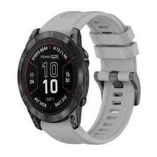 For Garmin Fenix 7X Pro 51mm Pure Color Steel Buckle 26mm Silicone Watch Band(Grey)