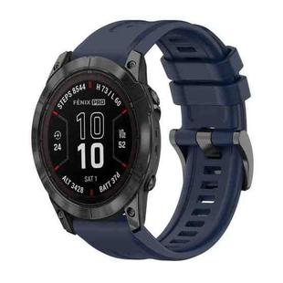 For Garmin Fenix 7X Pro 51mm Pure Color Steel Buckle 26mm Silicone Watch Band(Midnight Blue)