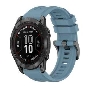 For Garmin Fenix 7X Pro 51mm Pure Color Steel Buckle 26mm Silicone Watch Band(Rock Cyan)