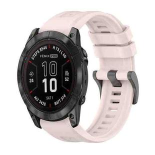 For Garmin Fenix 7X Pro 51mm Pure Color Steel Buckle 26mm Silicone Watch Band(Pink)