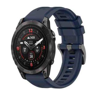 For Garmin Epix Pro 51mm Pure Color Steel Buckle 26mm Silicone Watch Band(Midnight Blue)