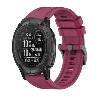 For Garmin Instinct 2X Solar Pure Color Steel Buckle 26mm Silicone Watch Band(Wine Red)