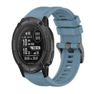 For Garmin Instinct 2X Solar Pure Color Steel Buckle 26mm Silicone Watch Band(Rock Cyan)