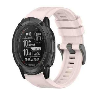 For Garmin Instinct 2X Solar Pure Color Steel Buckle 26mm Silicone Watch Band(Pink)