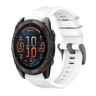 For Garmin Fenix 8 AMOLED 47mm Pure Color Steel Buckle 22mm Silicone Watch Band(White)