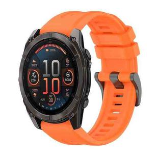 For Garmin Fenix 8 AMOLED 47mm Pure Color Steel Buckle 22mm Silicone Watch Band(Orange)