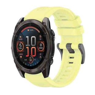 For Garmin Fenix 8 AMOLED 47mm Pure Color Steel Buckle 22mm Silicone Watch Band(Yellow)