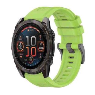 For Garmin Fenix 8 AMOLED 47mm Pure Color Steel Buckle 22mm Silicone Watch Band(Lime)