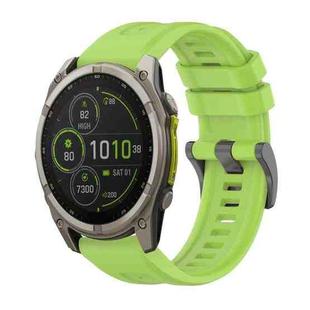 For Garmin Fenix 8 MIP 47mm Pure Color Steel Buckle 22mm Silicone Watch Band(Lime)