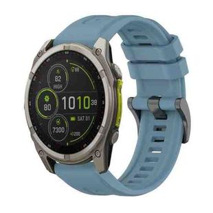 For Garmin Fenix 8 MIP 47mm Pure Color Steel Buckle 22mm Silicone Watch Band(Rock Cyan)